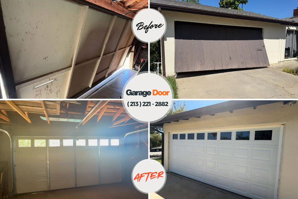 Before and after: garage door repair DeQuincy, LA
